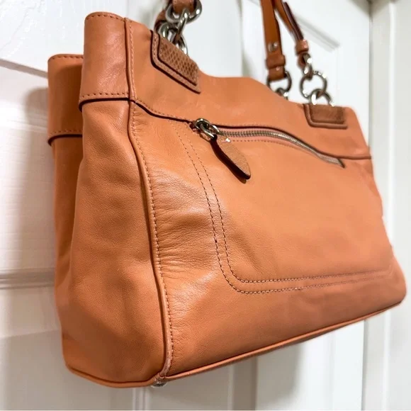 Coach Penelope Legacy Satchel Glovetanned Leather Python Embossed Trim - Picture 5 of 14